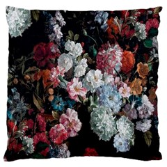 Floral Pattern, Red, Floral Print, E, Dark, Flowers Large Cushion Case (one Side) by nateshop