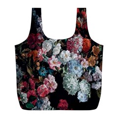 Floral Pattern, Red, Floral Print, E, Dark, Flowers Full Print Recycle Bag (l) by nateshop