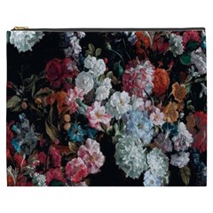 Floral Pattern, Red, Floral Print, E, Dark, Flowers Cosmetic Bag (xxxl) by nateshop