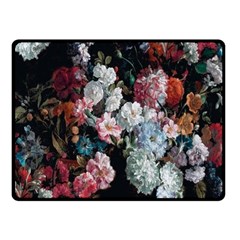 Floral Pattern, Red, Floral Print, E, Dark, Flowers Two Sides Fleece Blanket (small) by nateshop