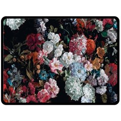 Floral Pattern, Red, Floral Print, E, Dark, Flowers Two Sides Fleece Blanket (large) by nateshop