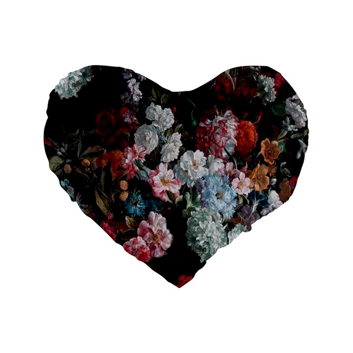 Floral Pattern, Red, Floral Print, E, Dark, Flowers Standard 16  Premium Flano Heart Shape Cushions