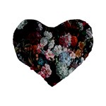 Floral Pattern, Red, Floral Print, E, Dark, Flowers Standard 16  Premium Flano Heart Shape Cushions Back