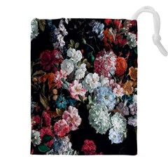 Floral Pattern, Red, Floral Print, E, Dark, Flowers Drawstring Pouch (5xl) by nateshop