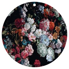 Floral Pattern, Red, Floral Print, E, Dark, Flowers Uv Print Acrylic Ornament Round by nateshop