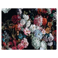 Floral Pattern, Red, Floral Print, E, Dark, Flowers Two Sides Premium Plush Fleece Blanket (extra Small)