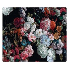 Floral Pattern, Red, Floral Print, E, Dark, Flowers Premium Plush Fleece Blanket (small) by nateshop