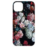 Floral Pattern, Red, Floral Print, E, Dark, Flowers iPhone 14 Plus Black UV Print Case Front