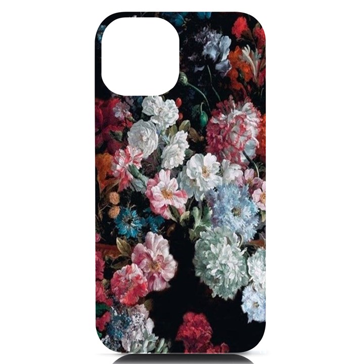 Floral Pattern, Red, Floral Print, E, Dark, Flowers iPhone 14 Black UV Print Case