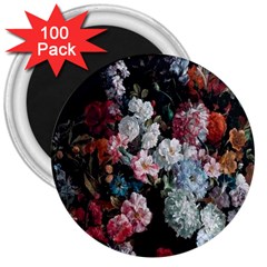 Floral Pattern, Red, Floral Print, E, Dark, Flowers 3  Magnets (100 Pack)