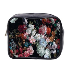 Floral Pattern, Red, Floral Print, E, Dark, Flowers Mini Toiletries Bag (two Sides) by nateshop