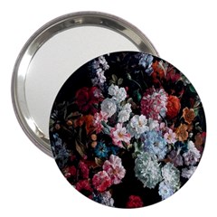 Floral Pattern, Red, Floral Print, E, Dark, Flowers 3  Handbag Mirrors by nateshop