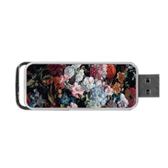 Floral Pattern, Red, Floral Print, E, Dark, Flowers Portable Usb Flash (two Sides) by nateshop