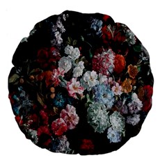 Floral Pattern, Red, Floral Print, E, Dark, Flowers Large 18  Premium Flano Round Cushions by nateshop