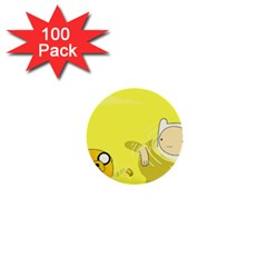 Adventure Time Jake The Dog Finn The Human Artwork Yellow 1  Mini Buttons (100 Pack) 