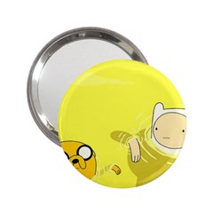 Adventure Time Jake The Dog Finn The Human Artwork Yellow 2 25  Handbag Mirrors