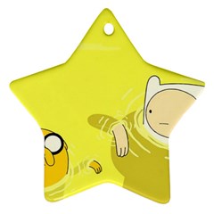 Adventure Time Jake The Dog Finn The Human Artwork Yellow Star Ornament (two Sides)