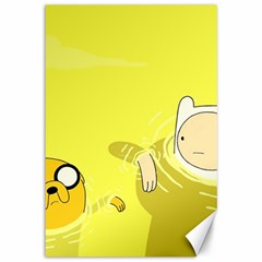 Adventure Time Jake The Dog Finn The Human Artwork Yellow Canvas 12  X 18 