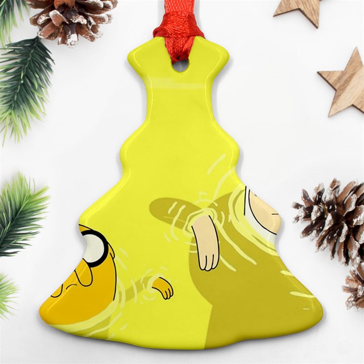 Adventure Time Jake The Dog Finn The Human Artwork Yellow Ornament (Christmas Tree) 