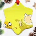 Adventure Time Jake The Dog Finn The Human Artwork Yellow Snowflake Ornament (Two Sides) Front