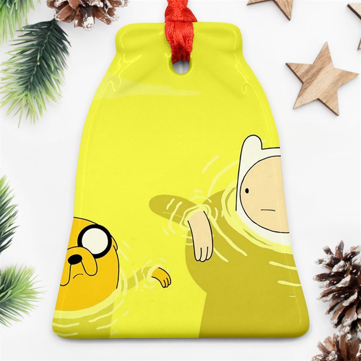 Adventure Time Jake The Dog Finn The Human Artwork Yellow Bell Ornament (Two Sides)