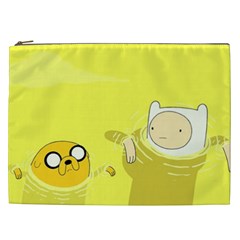 Adventure Time Jake The Dog Finn The Human Artwork Yellow Cosmetic Bag (xxl)