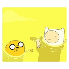 Adventure Time Jake The Dog Finn The Human Artwork Yellow Premium Plush Fleece Blanket (small) by Sarkoni