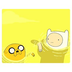 Adventure Time Jake The Dog Finn The Human Artwork Yellow Premium Plush Fleece Blanket (medium) by Sarkoni