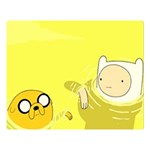 Adventure Time Jake The Dog Finn The Human Artwork Yellow Premium Plush Fleece Blanket (Large) 80 x60  Blanket Front