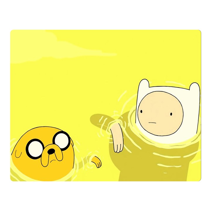 Adventure Time Jake The Dog Finn The Human Artwork Yellow Premium Plush Fleece Blanket (Large)