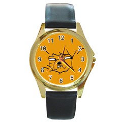 Adventure Time Jake The Dog Round Gold Metal Watch by Sarkoni