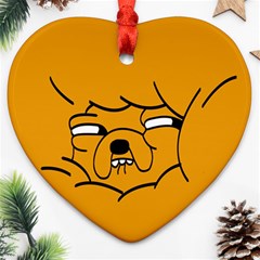 Adventure Time Jake The Dog Heart Ornament (two Sides) by Sarkoni