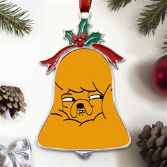 Adventure Time Jake The Dog Metal Holly Leaf Bell Ornament by Sarkoni