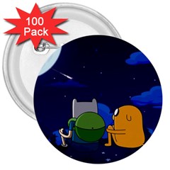 Adventure Time Jake And Finn Night 3  Buttons (100 Pack)  by Sarkoni