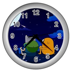 Adventure Time Jake And Finn Night Wall Clock (silver) by Sarkoni