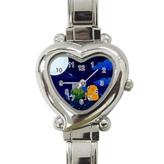 Adventure Time Jake And Finn Night Heart Italian Charm Watch by Sarkoni