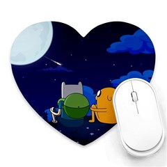 Adventure Time Jake And Finn Night Heart Mousepad by Sarkoni