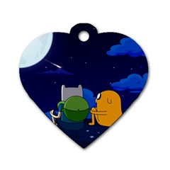 Adventure Time Jake And Finn Night Dog Tag Heart (two Sides) by Sarkoni