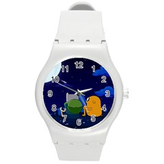 Adventure Time Jake And Finn Night Round Plastic Sport Watch (m) by Sarkoni