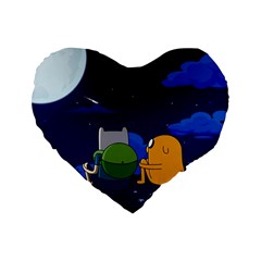 Adventure Time Jake And Finn Night Standard 16  Premium Heart Shape Cushions by Sarkoni