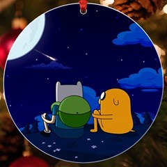 Adventure Time Jake And Finn Night Uv Print Acrylic Ornament Round by Sarkoni