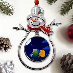 Adventure Time Jake And Finn Night Metal Snowman Ornament by Sarkoni