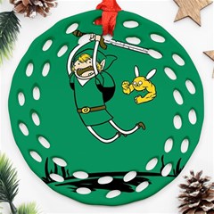 Adventure Time The Legend Of Zelda Ornament (round Filigree) by Sarkoni