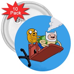 Cartoon Adventure Time Jake And Finn 3  Buttons (10 Pack)  by Sarkoni