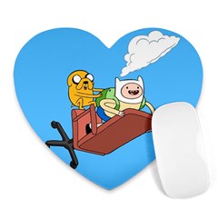 Cartoon Adventure Time Jake And Finn Heart Mousepad by Sarkoni