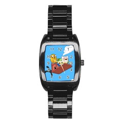 Cartoon Adventure Time Jake And Finn Stainless Steel Barrel Watch by Sarkoni