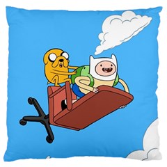 Cartoon Adventure Time Jake And Finn Large Premium Plush Fleece Cushion Case (one Side) by Sarkoni