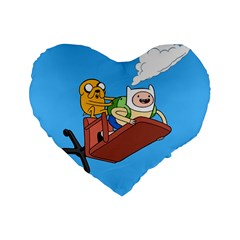 Cartoon Adventure Time Jake And Finn Standard 16  Premium Flano Heart Shape Cushions by Sarkoni