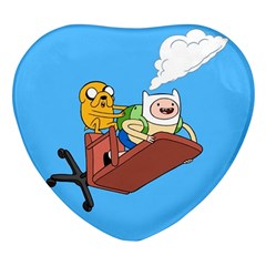 Cartoon Adventure Time Jake And Finn Heart Glass Fridge Magnet (4 Pack) by Sarkoni