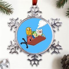 Cartoon Adventure Time Jake And Finn Metal Large Snowflake Ornament by Sarkoni